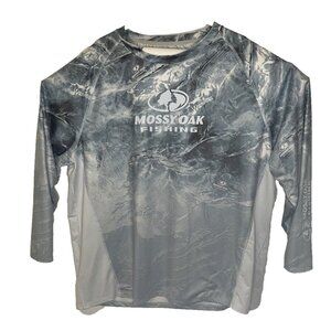 Mossy Oak Fishing Lt Blue Elements Mens XXXL 3X Wakeform Long Sleeve Top Shirt